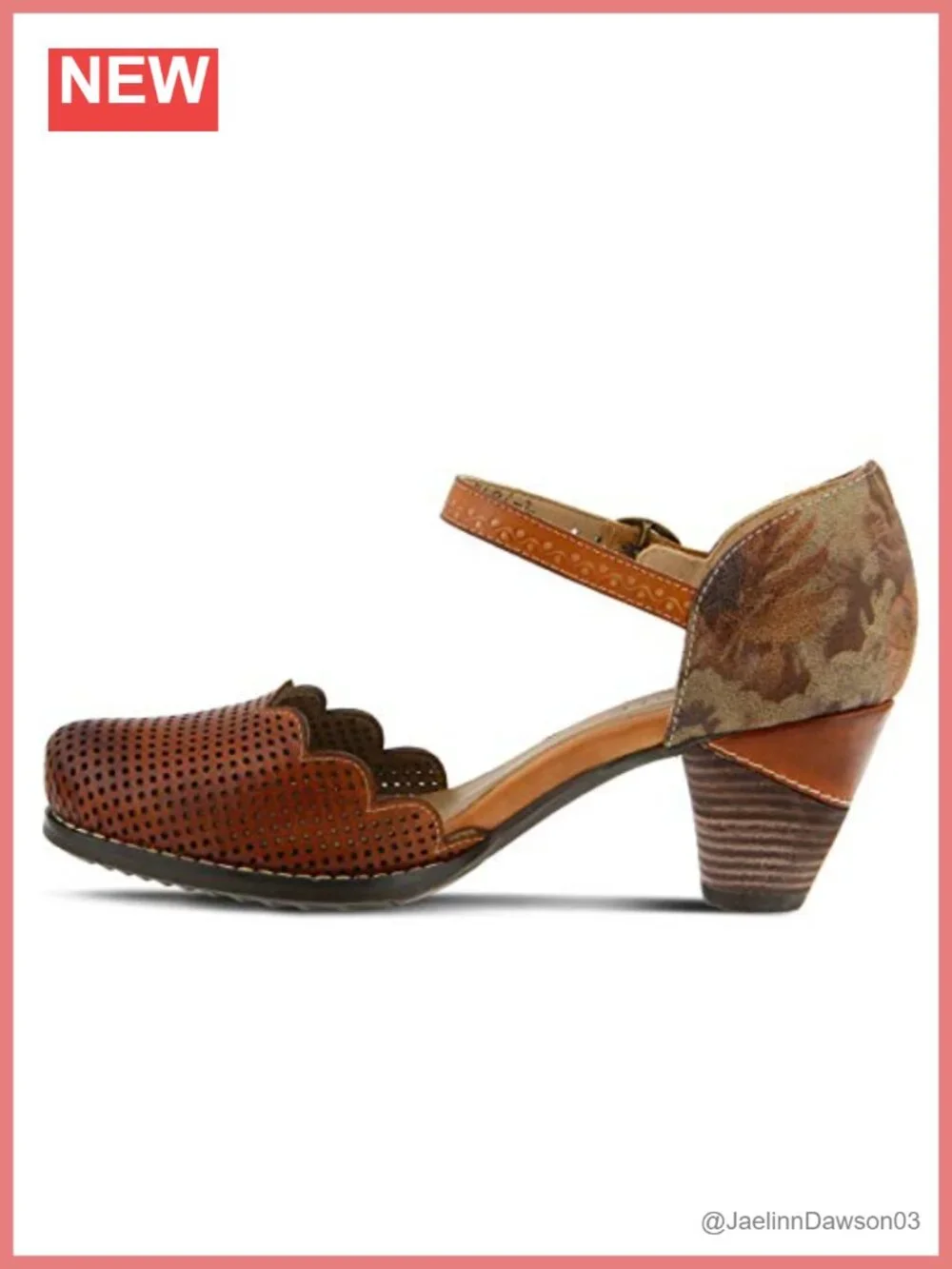 L'Artiste Women's Hand Painted Leather D'Orsay Flats with Adjustable Buckle